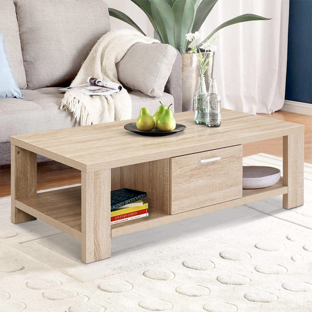 Coffee Tables: Artiss Coffee Table 1 Drawer Oak Maxi