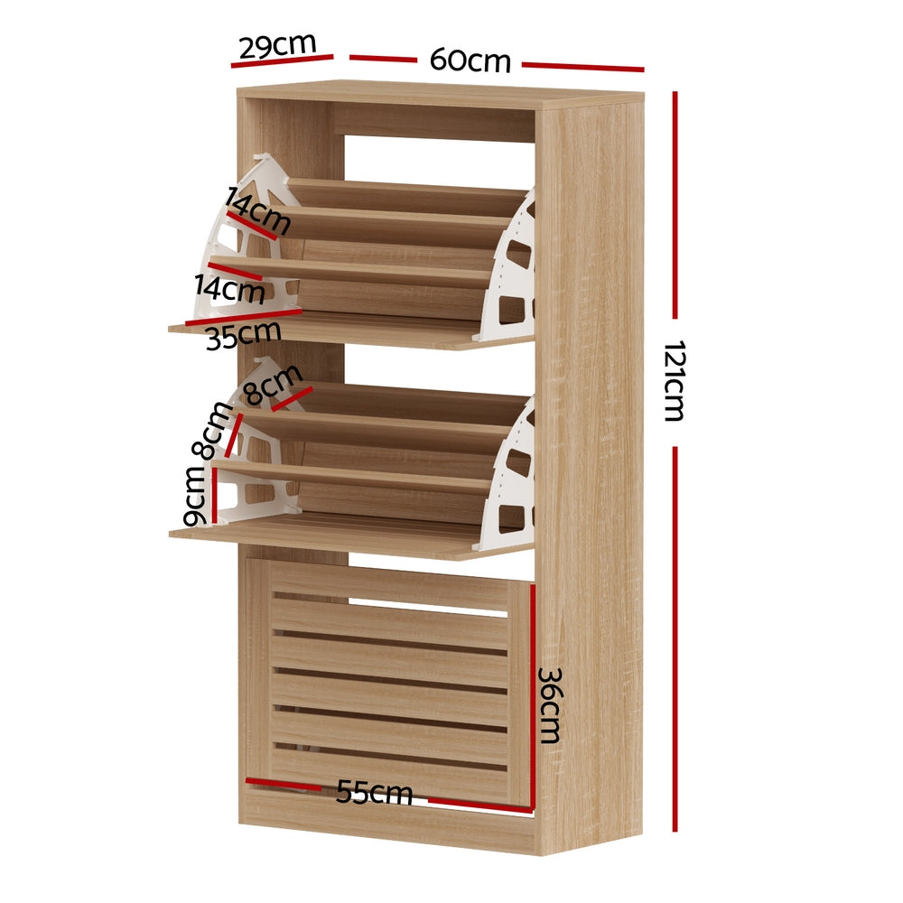 Shoe Storage: Artiss Shoe Cabinet Storage Drawer 45 Pairs Pine