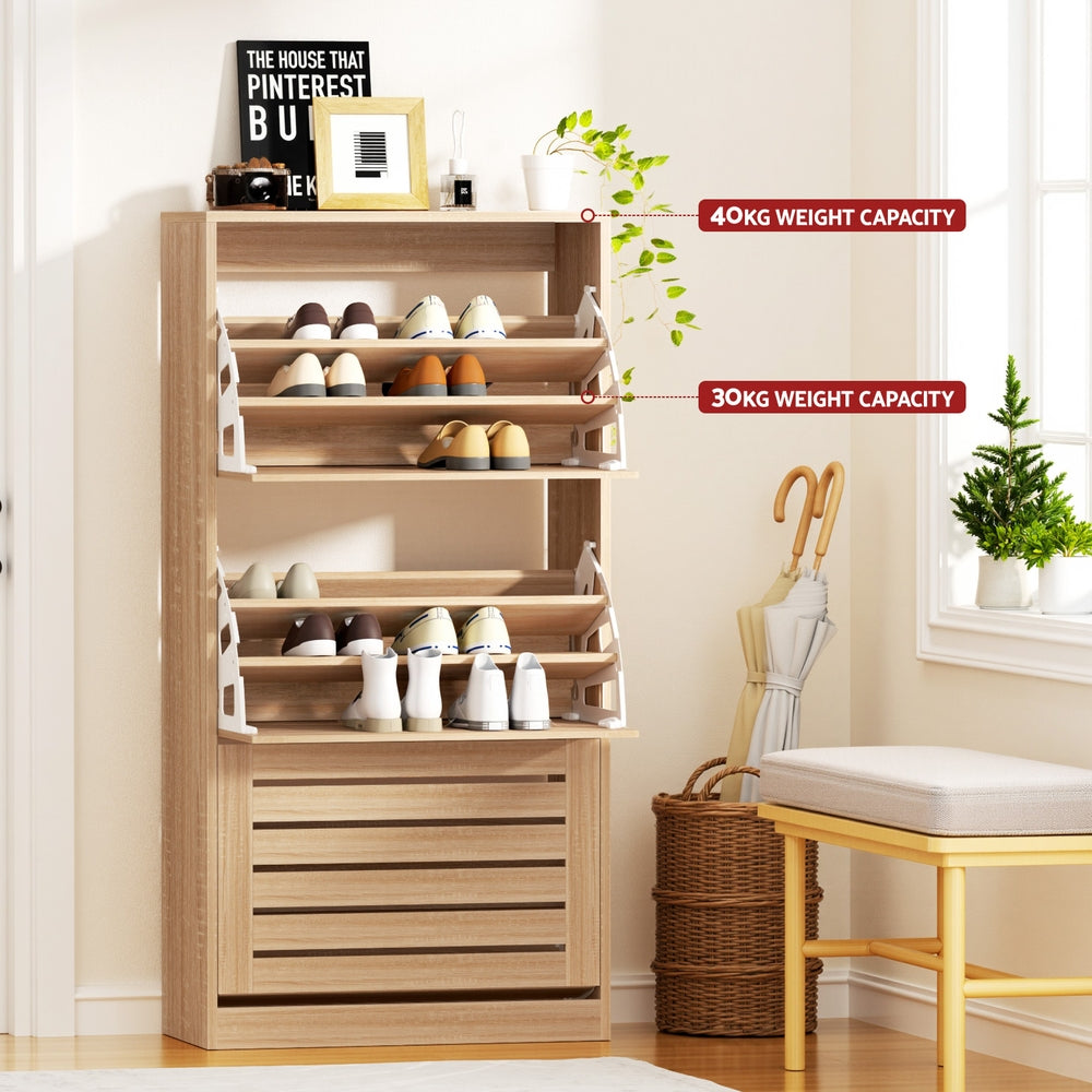 Shoe Storage: Artiss Shoe Cabinet Storage Drawer 45 Pairs Pine
