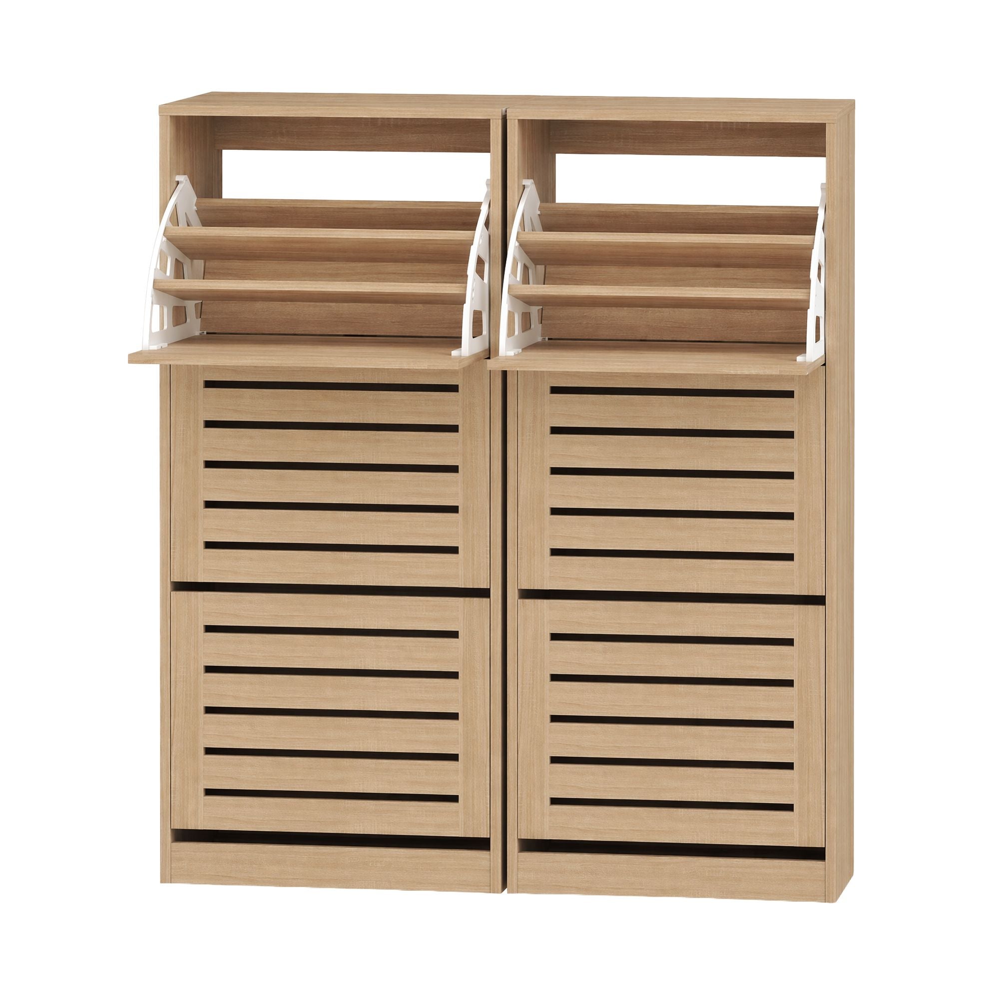 Artiss 2x Shoe Cabinet Storage Organiser 3 Flip Drawer Pine