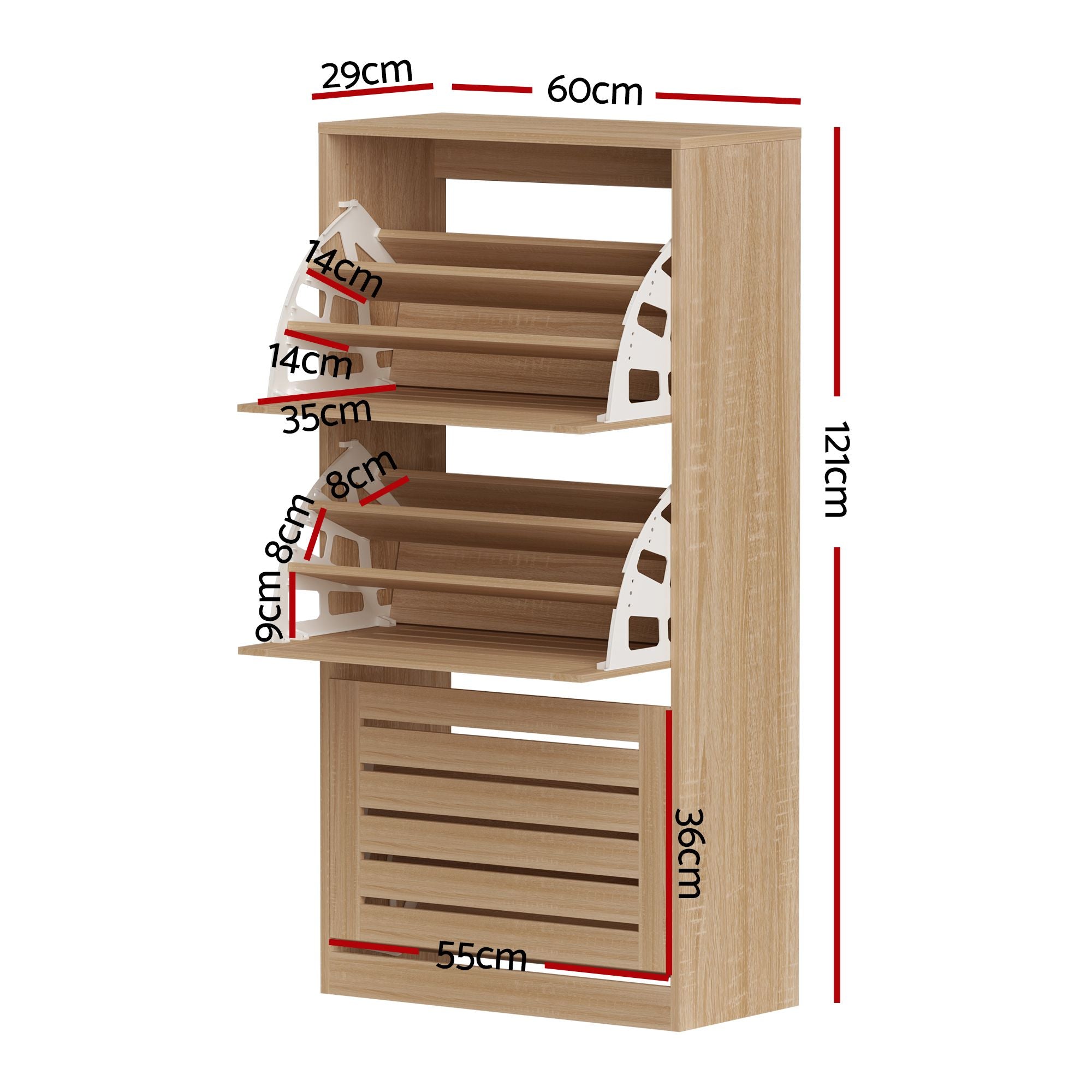 Artiss 2x Shoe Cabinet Storage Organiser 3 Flip Drawer Pine