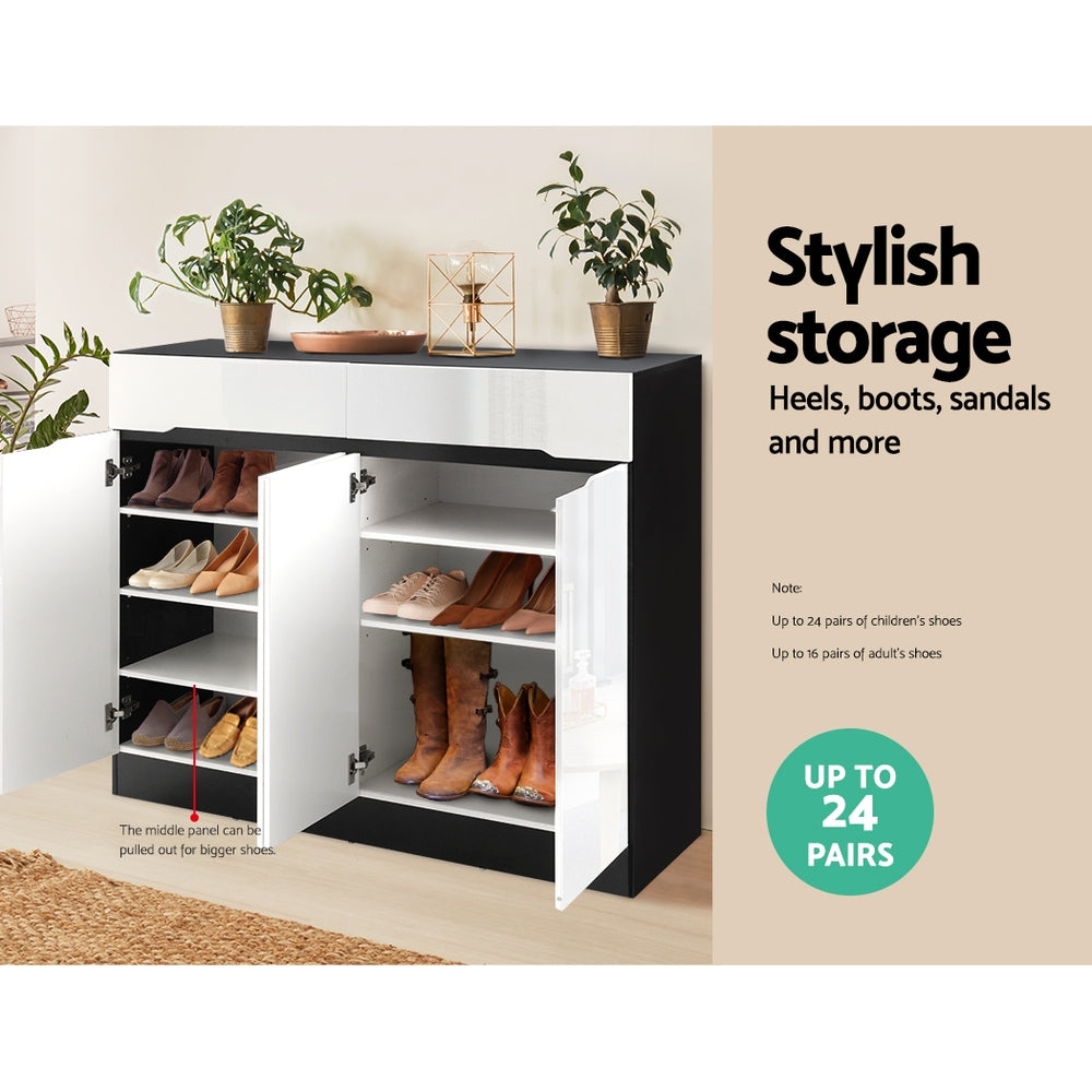 Clothing & Wardrobe Storage: Artiss Shoe Rack Cabinet Storage 120cm w/ Drawer - White Lydia