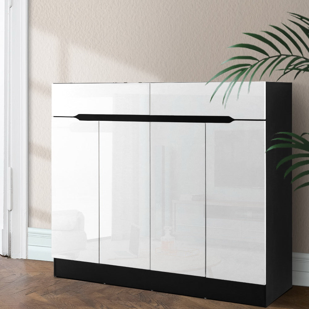 Clothing & Wardrobe Storage: Artiss Shoe Rack Cabinet Storage 120cm w/ Drawer - White Lydia