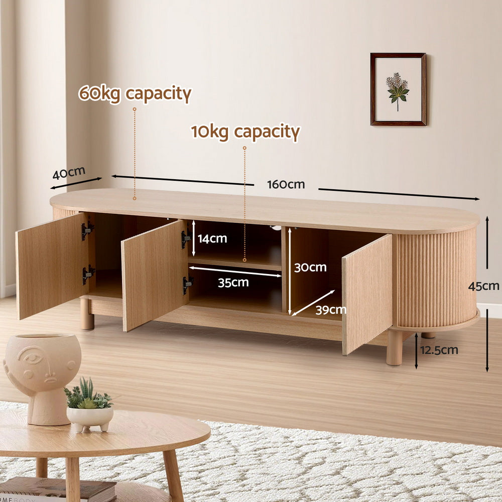 TV Units: Artiss TV Unit Entertainment Unit Storage Cabinet 160cm Pine