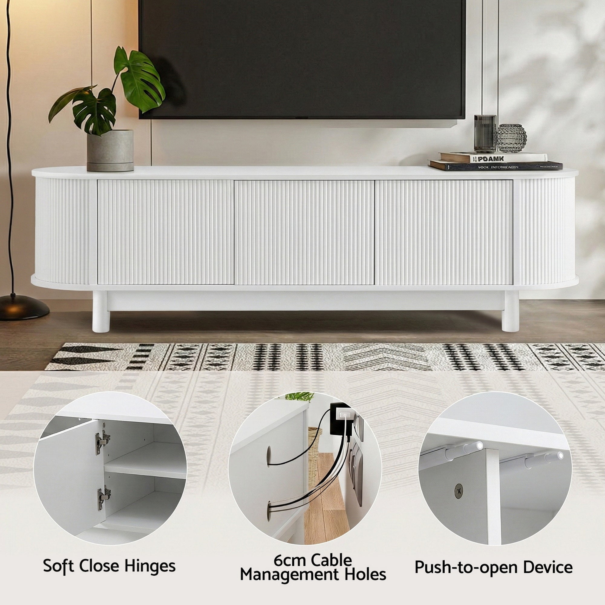 TV Units: Artiss TV Unit Entertainment Unit Storage Cabinet 160cm White