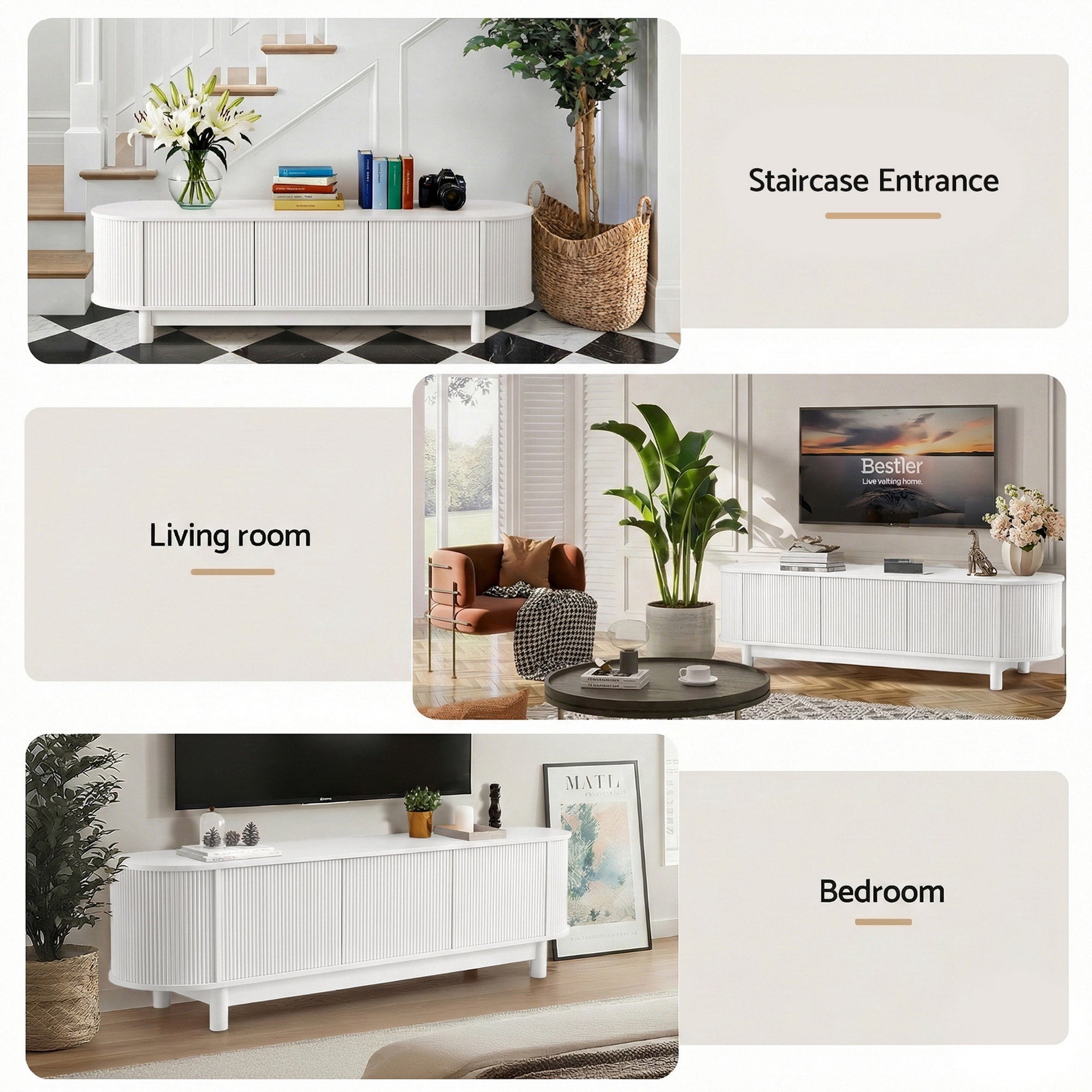 TV Units: Artiss TV Unit Entertainment Unit Storage Cabinet 160cm White