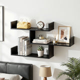 Bookcases & Shelves: Artiss Floating Wall Shelf 3 Tier Black