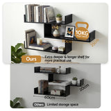 Bookcases & Shelves: Artiss Floating Wall Shelf 3 Tier Black
