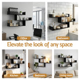 Bookcases & Shelves: Artiss Floating Wall Shelf 3 Tier Black