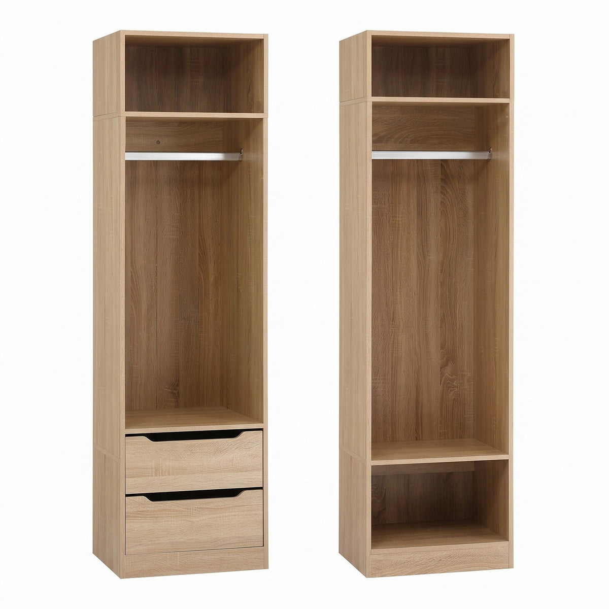 Artiss 2X Wardrobe Clothes Closet Storage Organiser Shelf Drawers Pine
