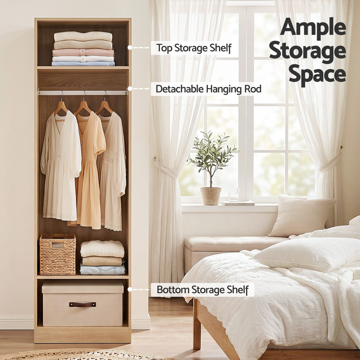 Artiss 2X Wardrobe Clothes Closet Storage Organiser Shelf Drawers Pine