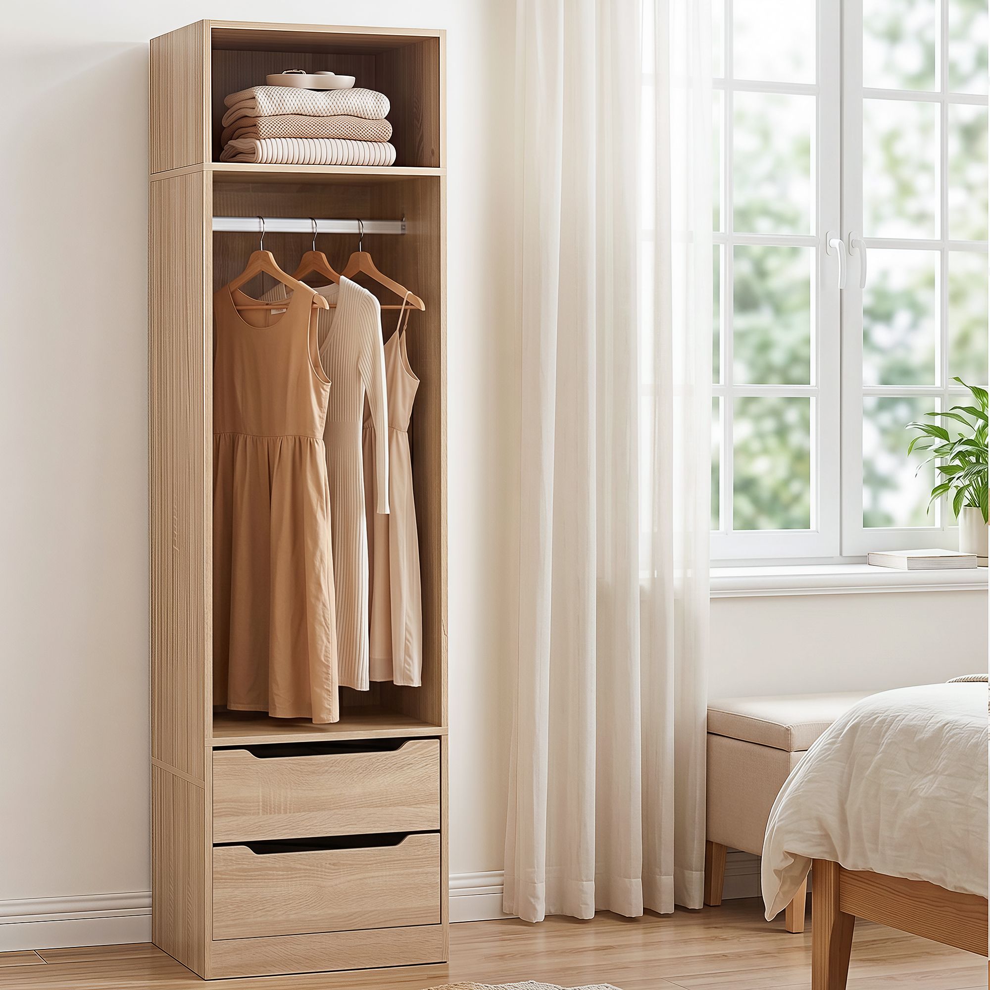 Artiss Wardrobe Clothes Closet Storage Organizer Pine