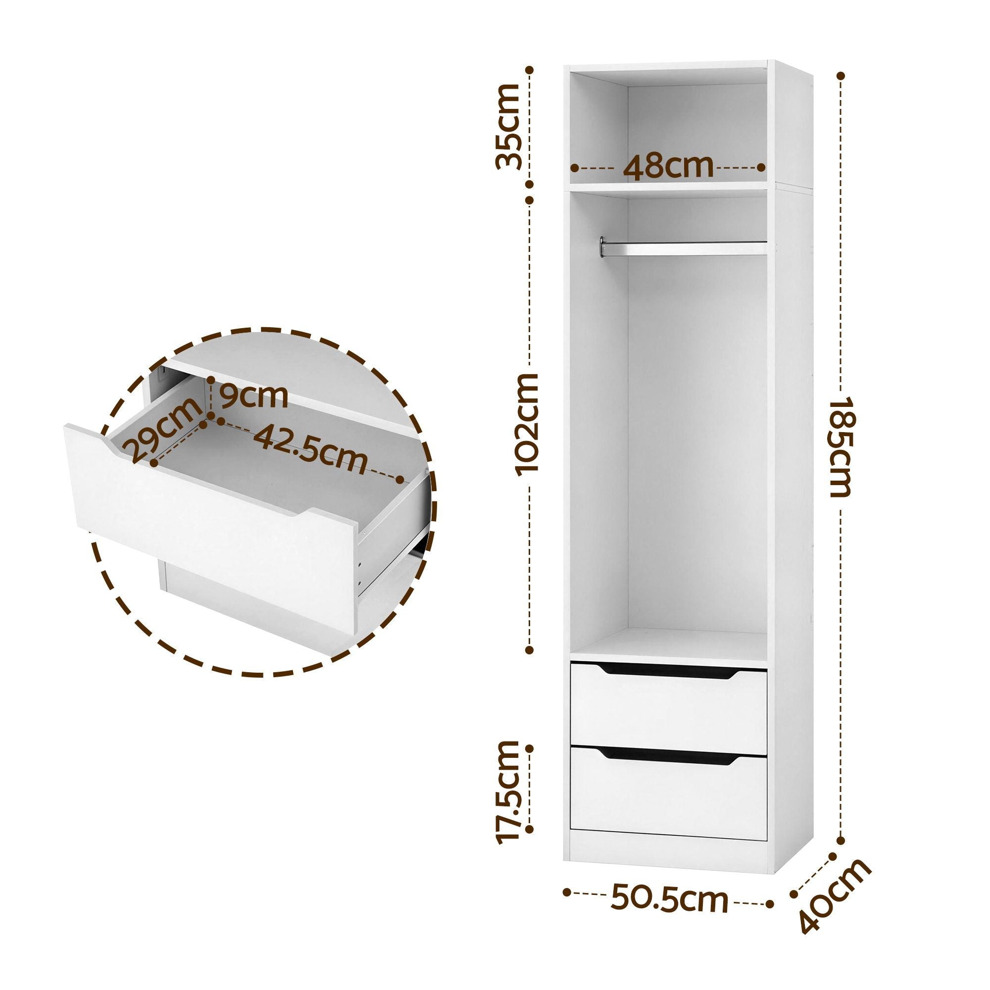 Artiss Wardrobe Clothes Closet Storage Organizer White
