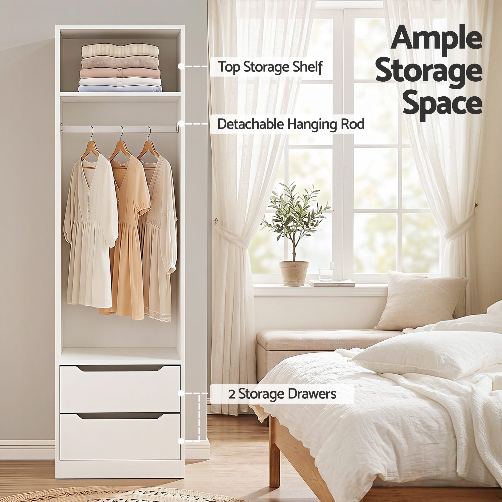 Artiss Wardrobe Clothes Closet Storage Organizer White