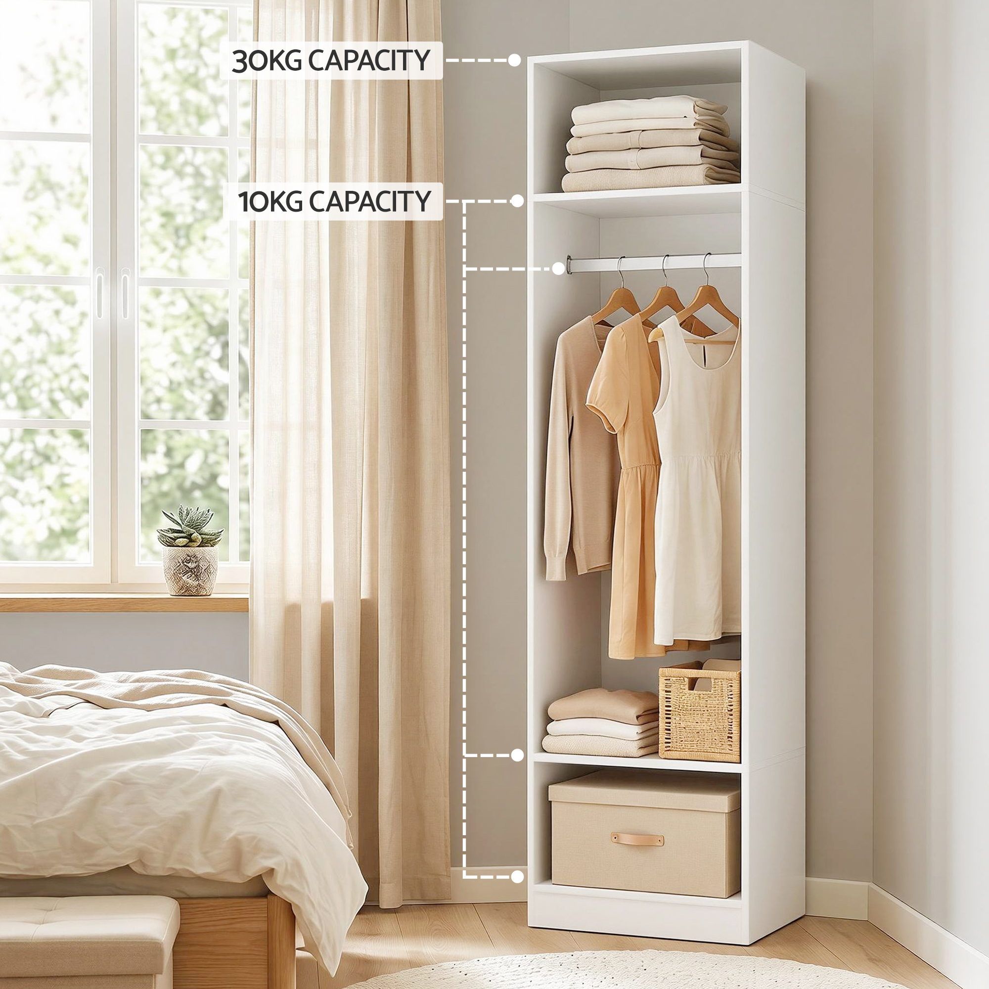 Artiss Wardrobe Clothes Closet Storage Organizer Shelf White