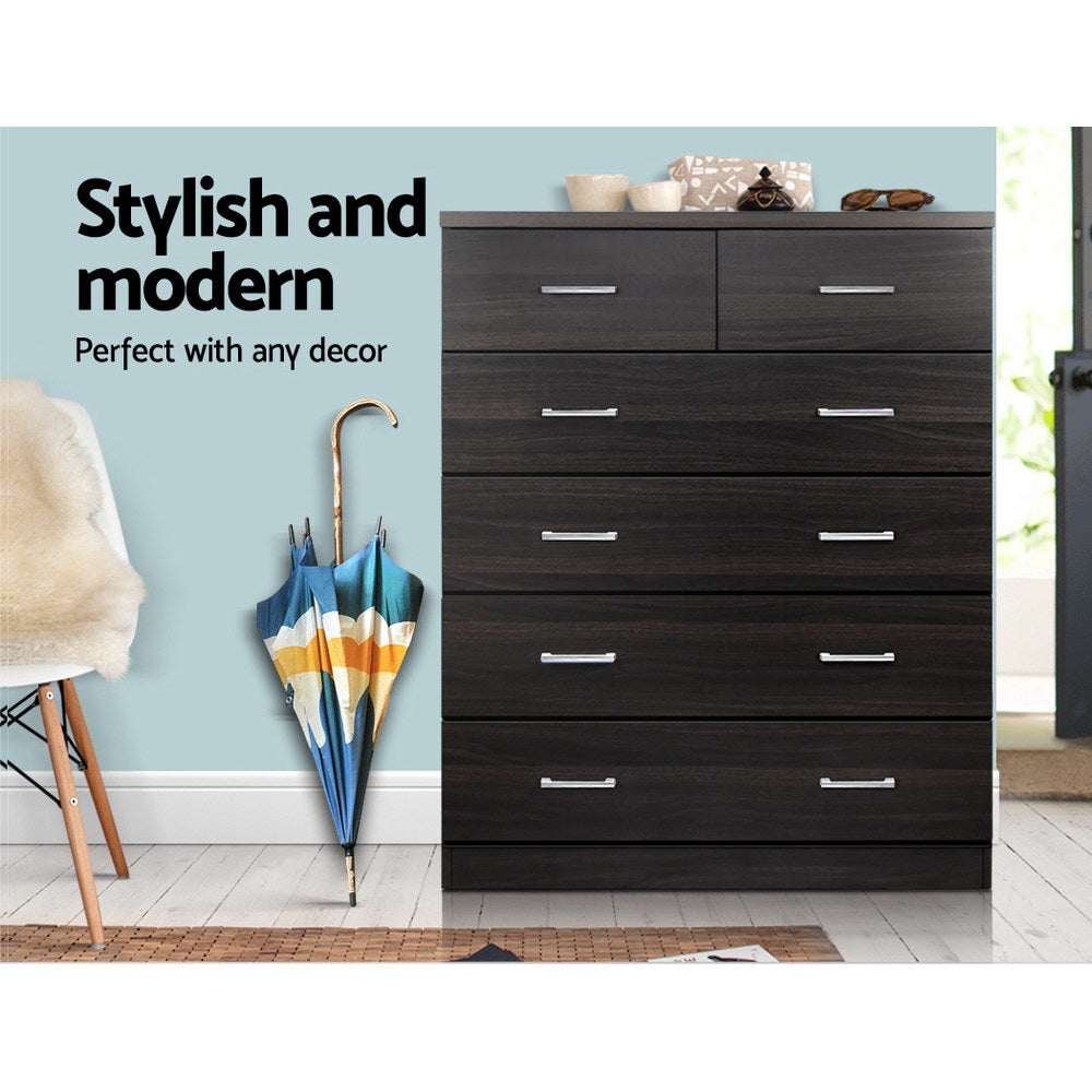Dressers: Artiss 6 Chest of Drawers - ANDES Walnut