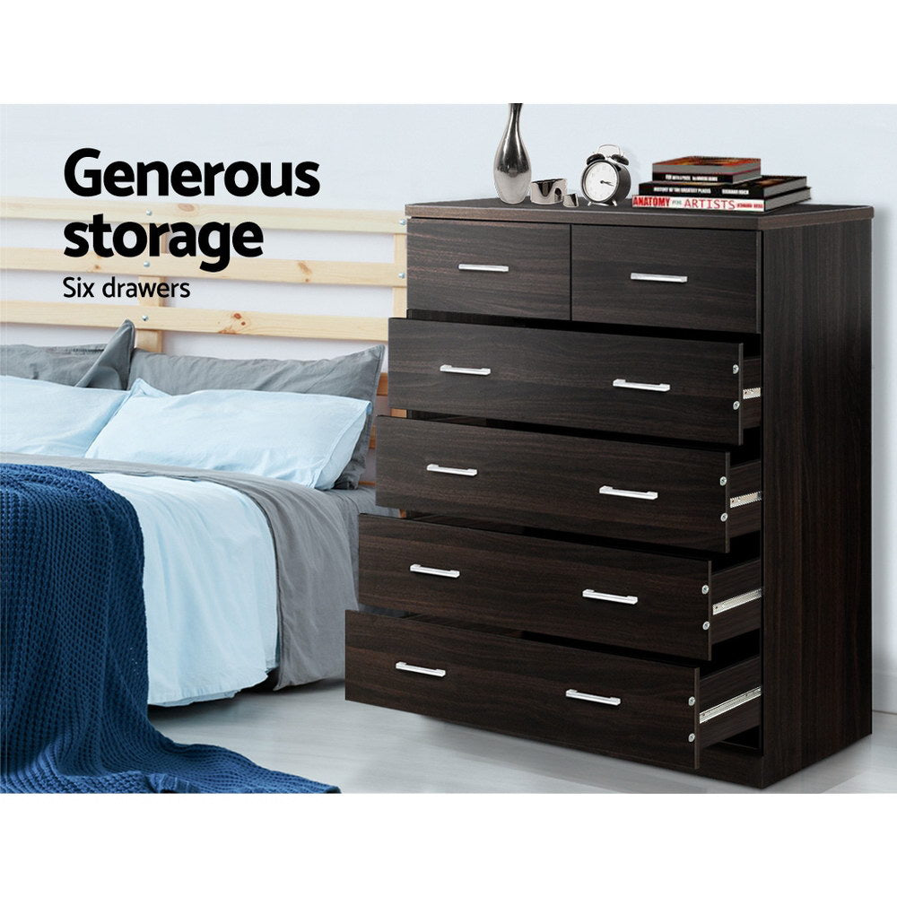 Dressers: Artiss 6 Chest of Drawers - ANDES Walnut