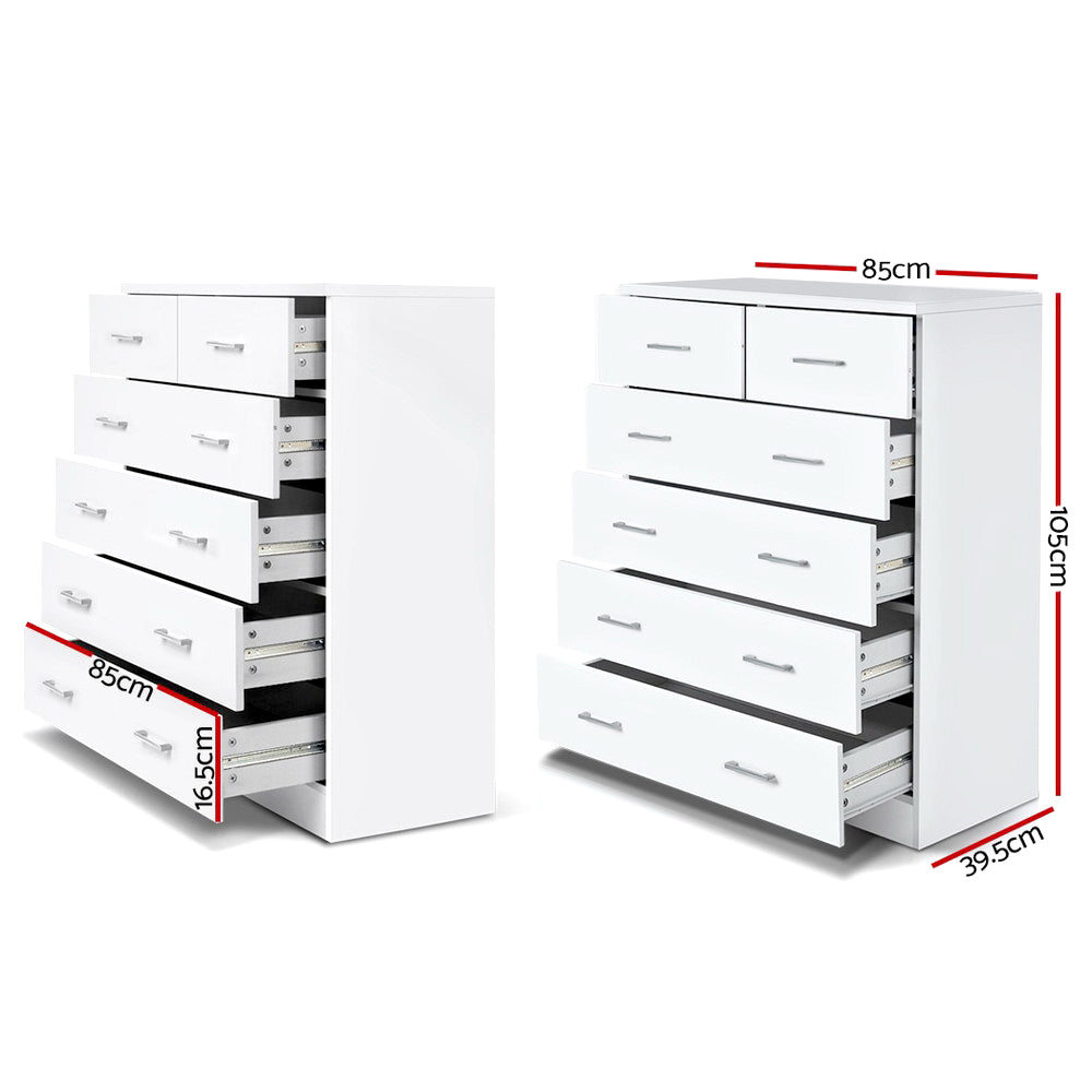 Dressers: Artiss 6 Chest of Drawers - ANDES White