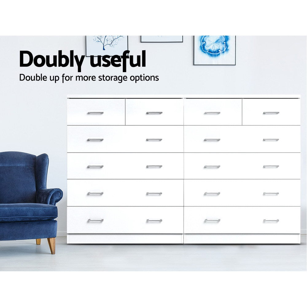 Dressers: Artiss 6 Chest of Drawers - ANDES White