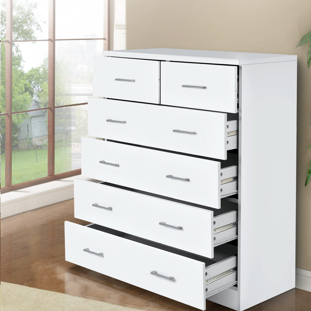 Dressers: Artiss 6 Chest of Drawers - ANDES White