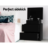 Bedside Tables: Artiss 2X Bedside Table 2 Drawers Lift-up Storage Black