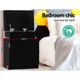Bedside Tables: Artiss 2X Bedside Table 2 Drawers Lift-up Storage Black