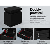 Bedside Tables: Artiss 2X Bedside Table 2 Drawers Lift-up Storage Black
