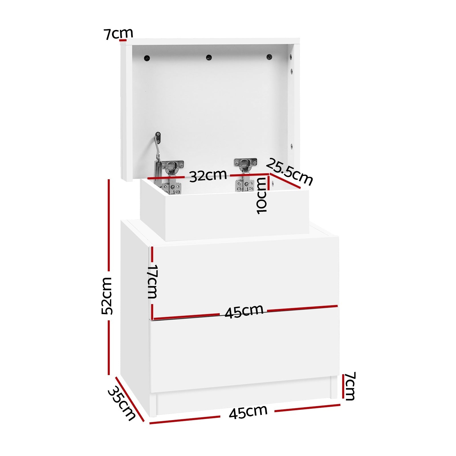 Bedside Tables: Artiss 2X Bedside Table 2 Drawers Lift-up Storage White