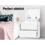 Bedside Tables: Artiss 2X Bedside Table 2 Drawers Lift-up Storage White