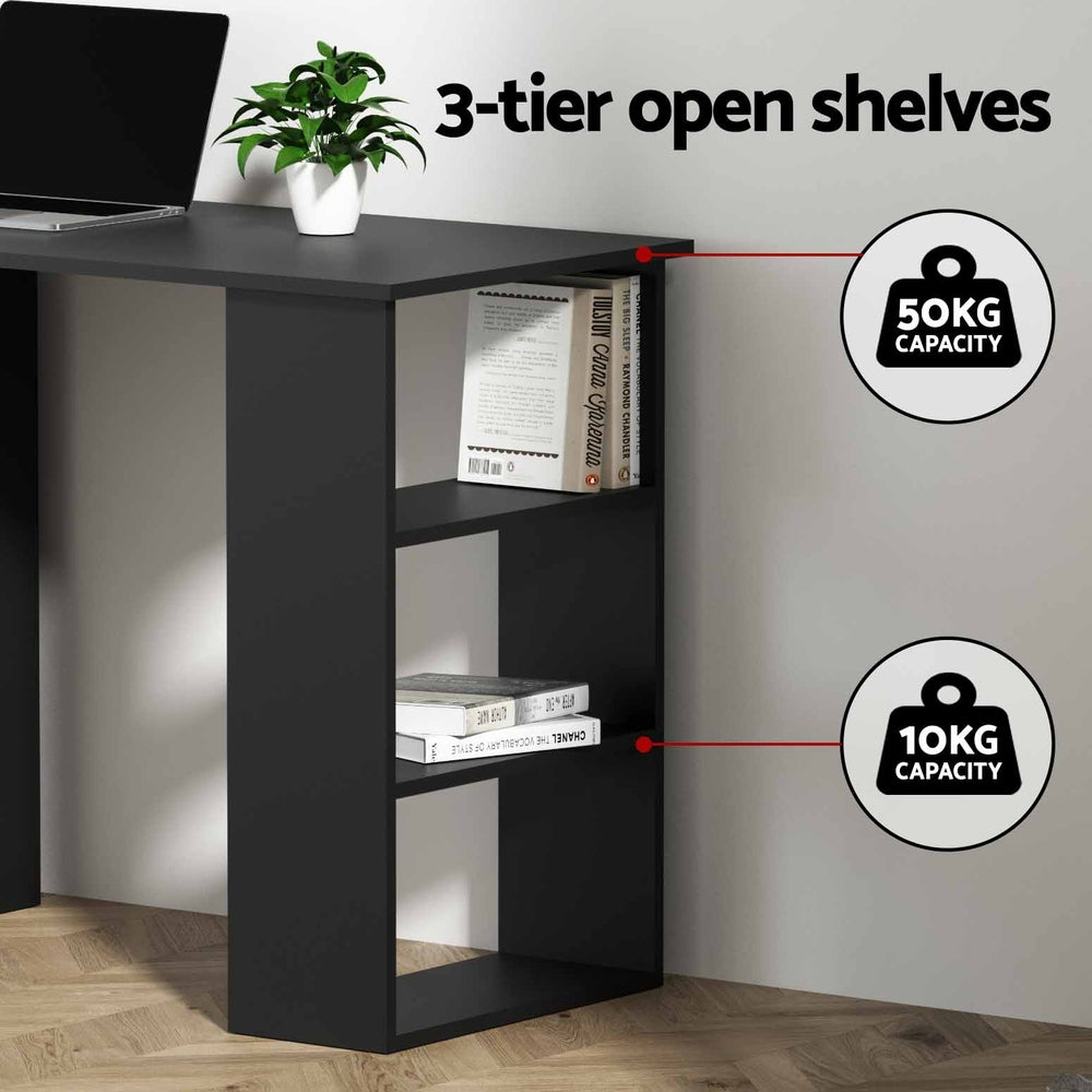 Desks: Artiss Computer Desk Drawer Shelf Cabinet Black 120CM