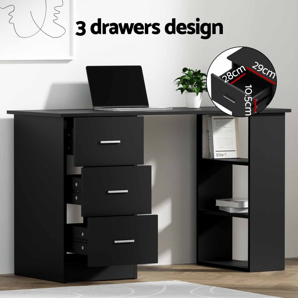 Desks: Artiss Computer Desk Drawer Shelf Cabinet Black 120CM