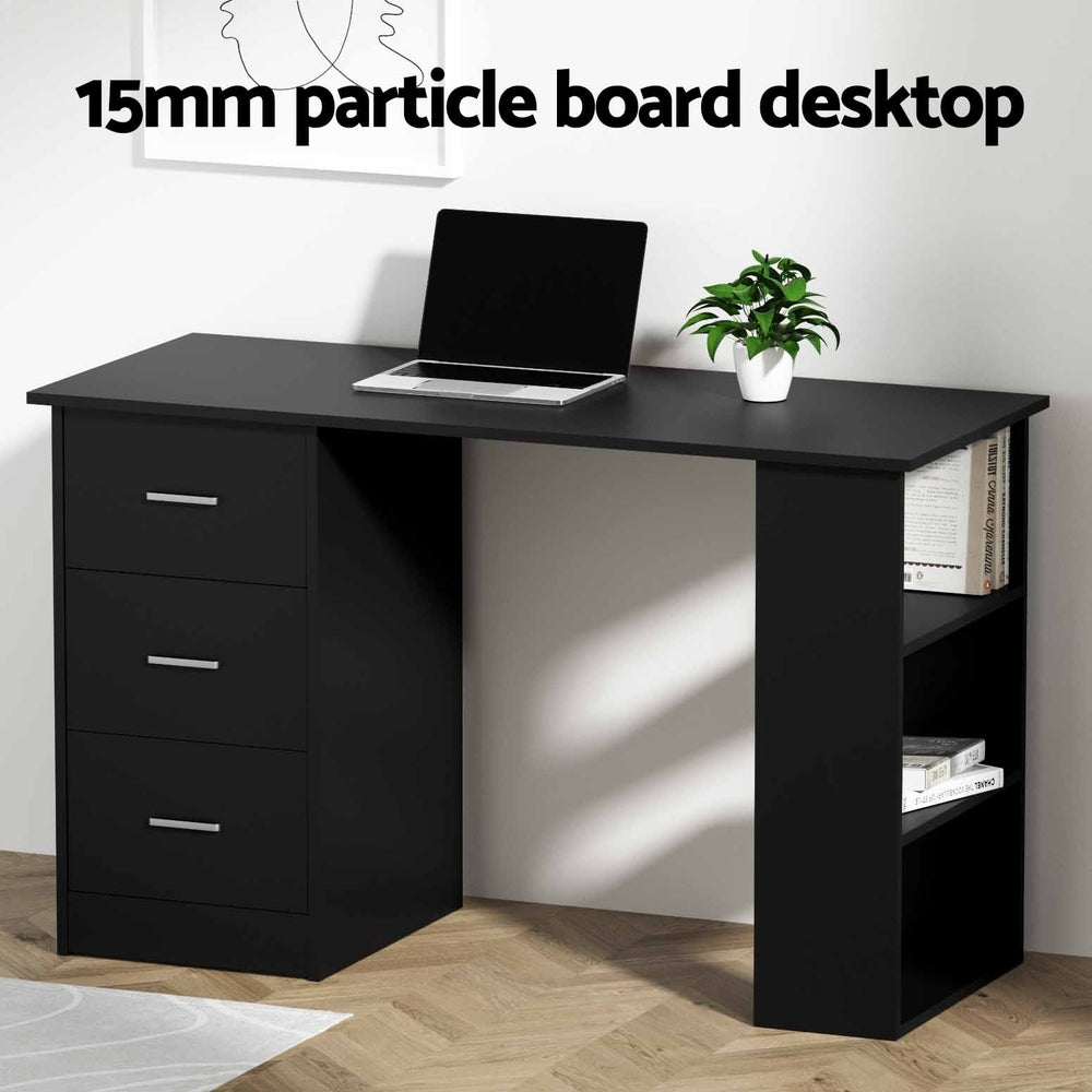 Desks: Artiss Computer Desk Drawer Shelf Cabinet Black 120CM