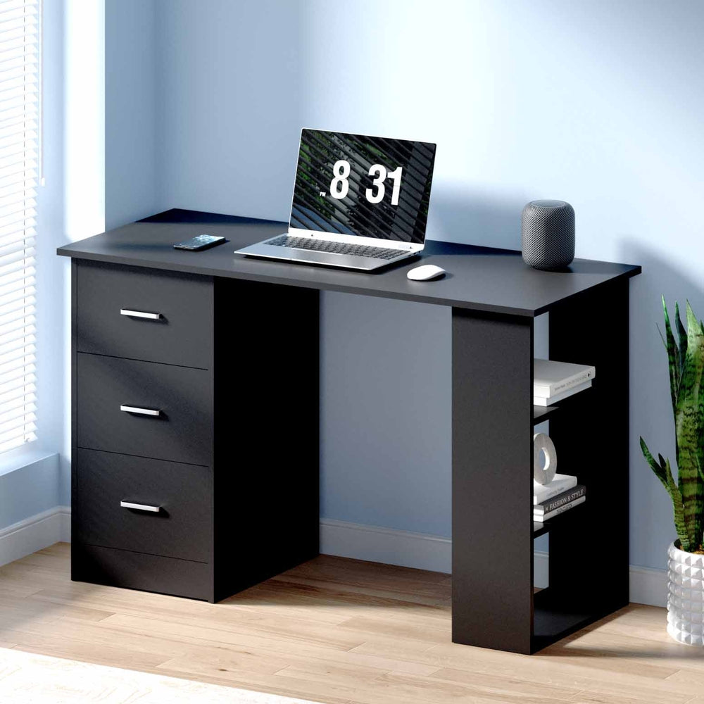 Desks: Artiss Computer Desk Drawer Shelf Cabinet Black 120CM