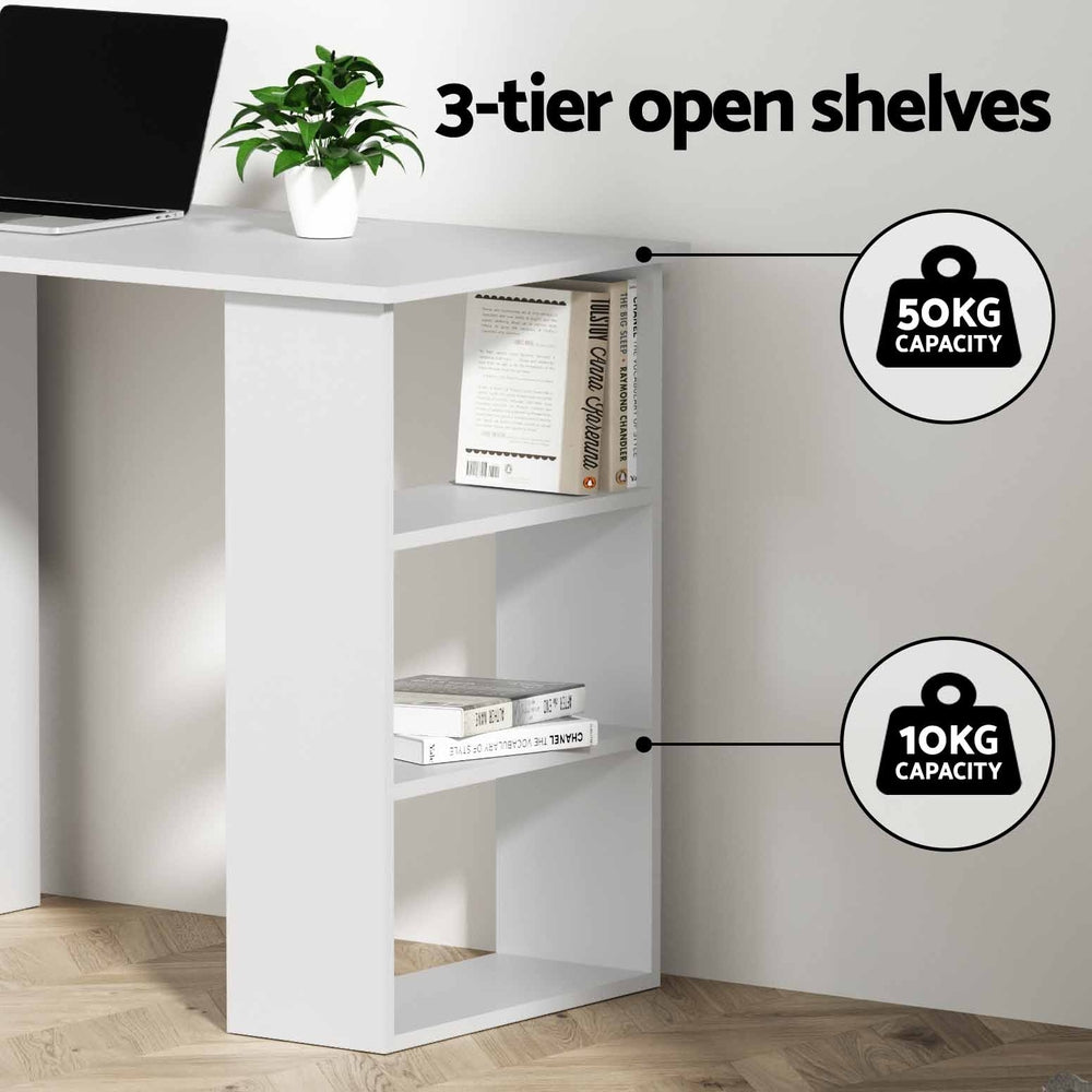 Desks: Artiss Computer Desk Drawer Shelf Cabinet White 120CM