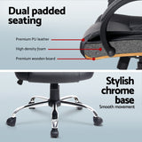 Artiss Computer Desk 120cm Executive Office Chair Set PU Leather High Back Black