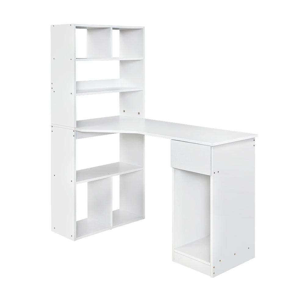 Desks: Artiss Computer Desk Bookshelf Drawer Cabinet White 120CM