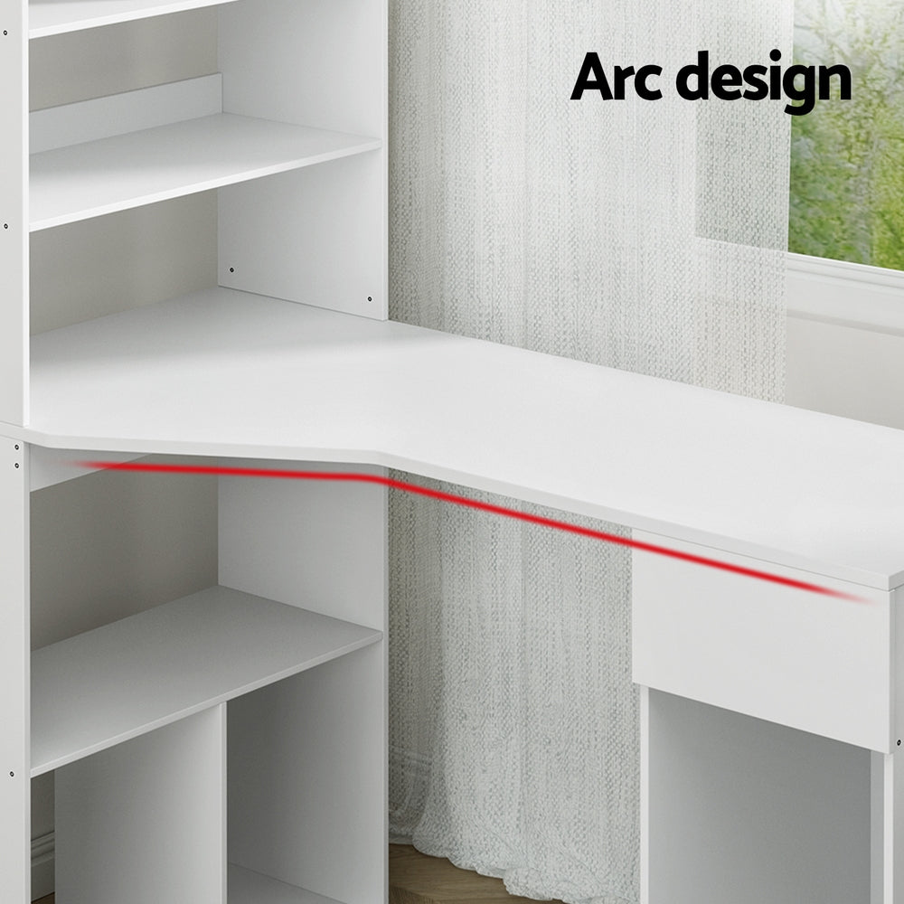Desks: Artiss Computer Desk Bookshelf Drawer Cabinet White 120CM