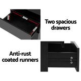 Bedside Tables: Artiss 2X Bedside Table LED 2 Drawers Lift-up Storage - COLEY Black