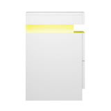 Bedside Tables: Artiss 2X Bedside Table LED 2 Drawers Lift-up Storage - COLEY White
