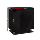 Bedside Tables: Artiss 2x Bedside Table LED 3 Drawers - MORI Black
