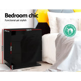Bedside Tables: Artiss 2x Bedside Table LED 3 Drawers - MORI Black