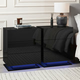 Bedside Tables: Artiss 2x Bedside Table LED 3 Drawers - MORI Black