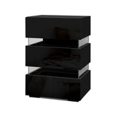 Bedside Tables: Artiss 2x Bedside Table LED 3 Drawers - LUMI Black