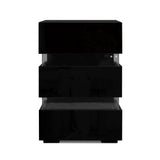 Bedside Tables: Artiss 2x Bedside Table LED 3 Drawers - LUMI Black