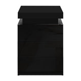Bedside Tables: Artiss 2X Bedside Table LED 3 Drawers - COLEY Black