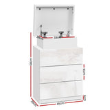 Artiss Bedside Table LED 3 Drawers - COLEY White