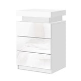 Bedside Tables: Artiss 2X Bedside Table LED 3 Drawers - COLEY White