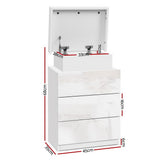 Bedside Tables: Artiss 2X Bedside Table LED 3 Drawers - COLEY White