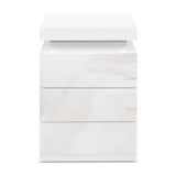 Bedside Tables: Artiss 2X Bedside Table LED 3 Drawers - COLEY White