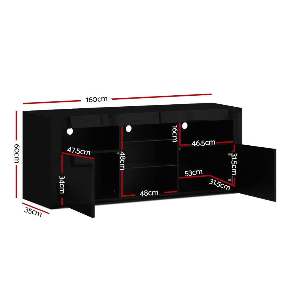 TV Units: Artiss Entertainment Unit TV Cabinet LED 160cm Black Bobi